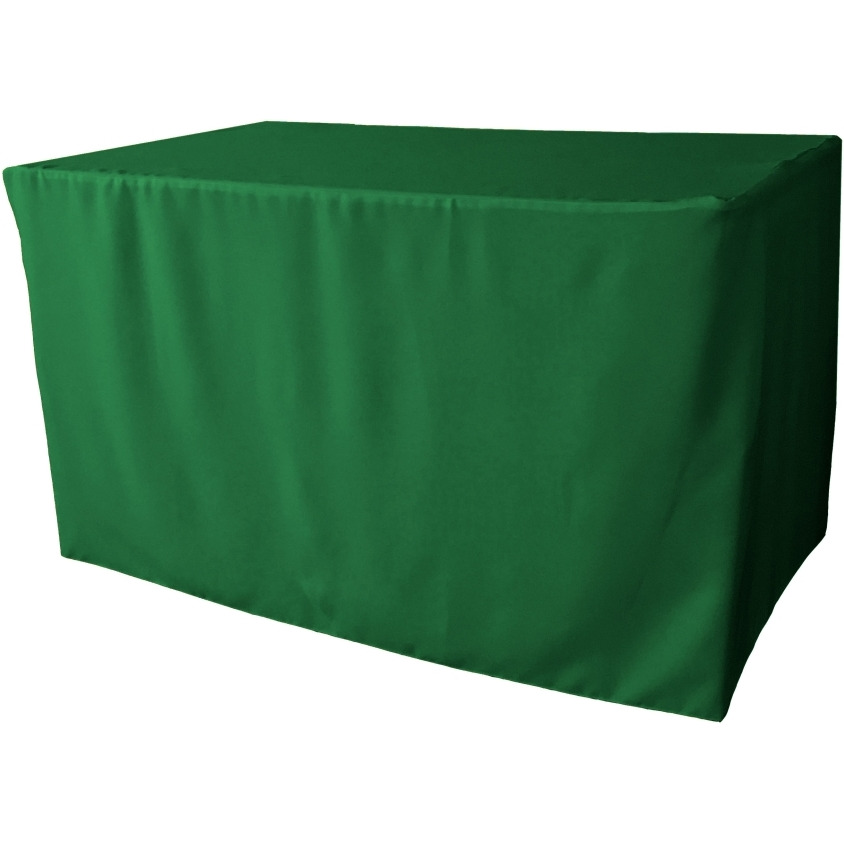 TCpop-fit-48x24x30-GreenEmP32 1.67 lbs Polyester Poplin Fitted Tablecloth  Emerald Green