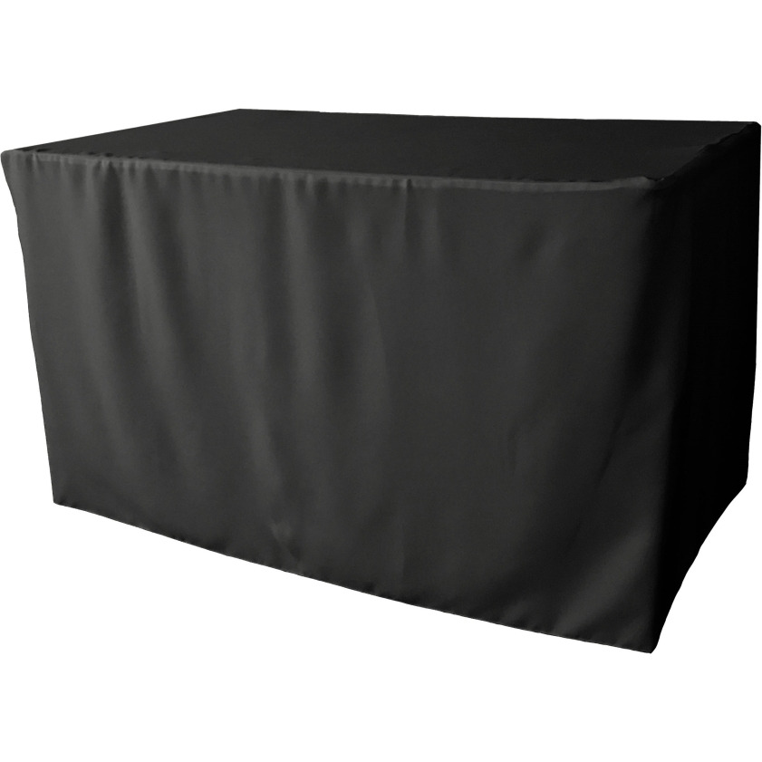 TCpop-fit-48x24x30-BlackP24 1.67 lbs Polyester Poplin Fitted Tablecloth  Black
