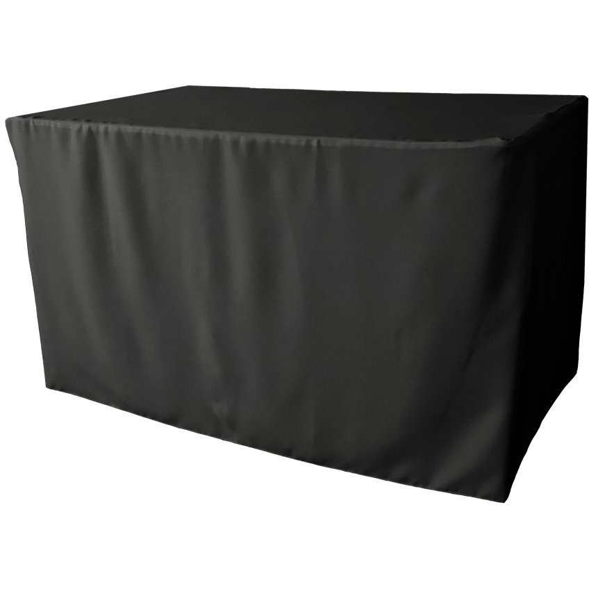 TCpop-fit-48x24x30-BlackP24 1.67 lbs Polyester Poplin Fitted Tablecloth  Black