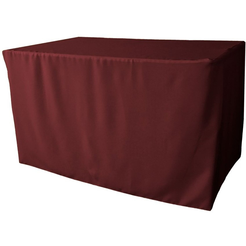 TCpop-fit-48x24x30-BurgundyP17 1.67 lbs Polyester Poplin Fitted Tablecloth  Burgundy