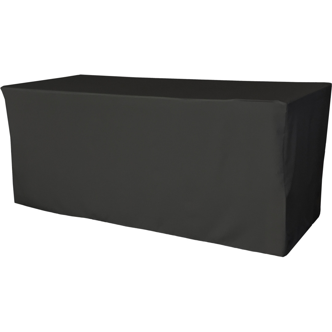TCpop-fit-72x24x30-BlackP24 2.1 lbs Polyester Poplin Fitted Tablecloth  Black