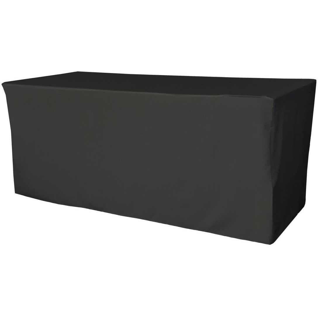 TCpop-fit-72x24x30-BlackP24 2.1 lbs Polyester Poplin Fitted Tablecloth  Black