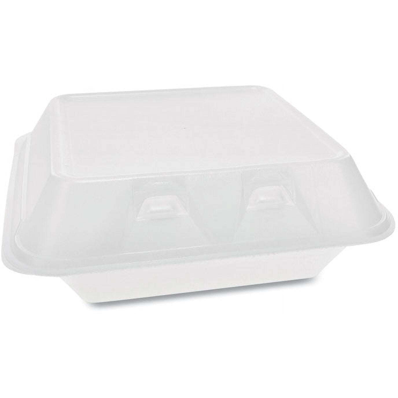 Pactiv YHLW08030000 8 in. 3 Compartment Foam Hinged Smartlock Medium  White - Case of 150