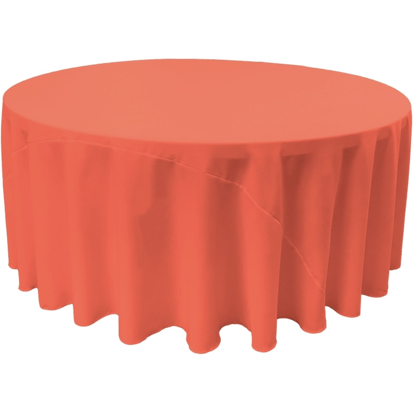 TCpop120R-CoralP55 Polyester Poplin Tablecloth  Coral - 120 in. Round