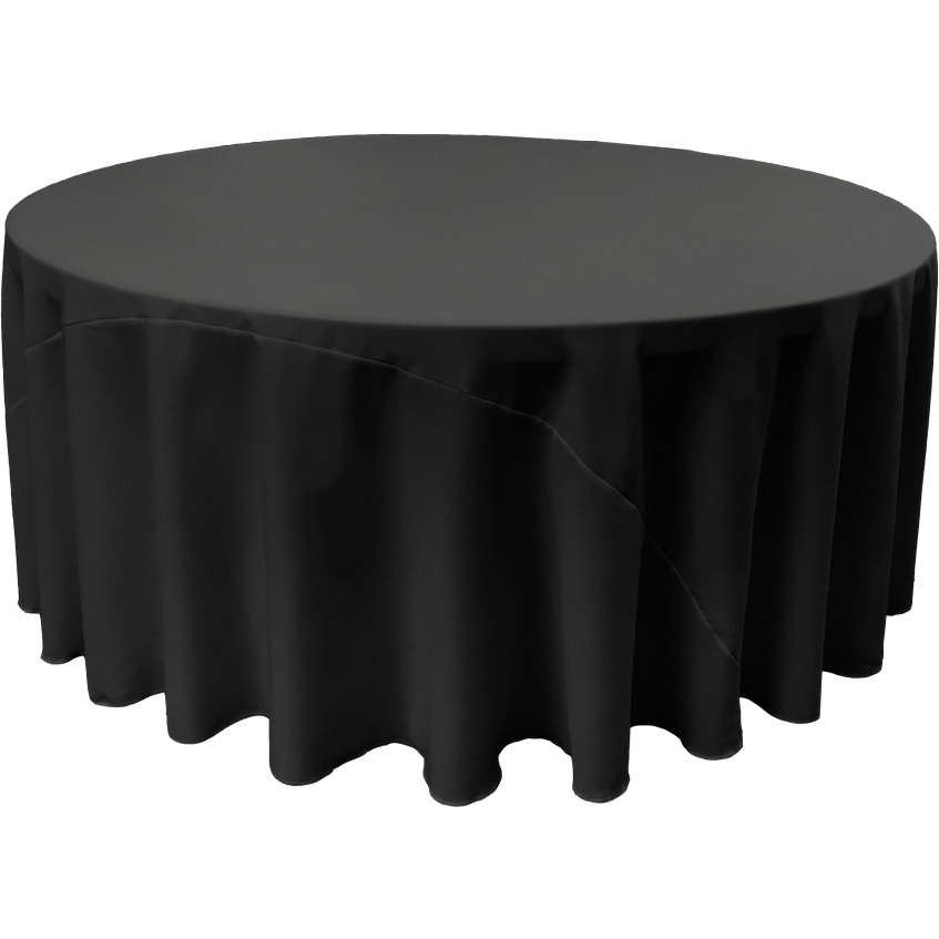TCpop132R-BlackP24 Polyester Poplin Tablecloth  Black - 132 in. Round
