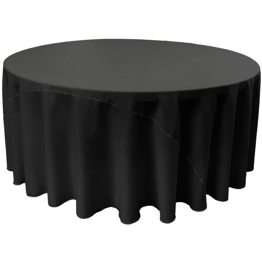 TCpop132R-BlackP24 Polyester Poplin Tablecloth  Black - 132 in. Round