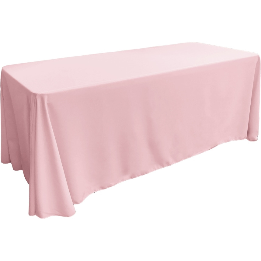 TCpop90x156-PinkLgtP37 Polyester Poplin Rectangular Tablecloth  Light Pink - 90 x 156 in.