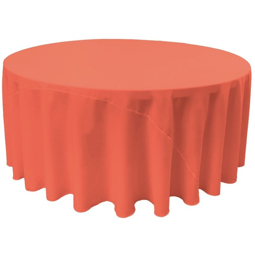 TCpop108R-CoralP55 Polyester Poplin Tablecloth  Coral - 108 in. Round