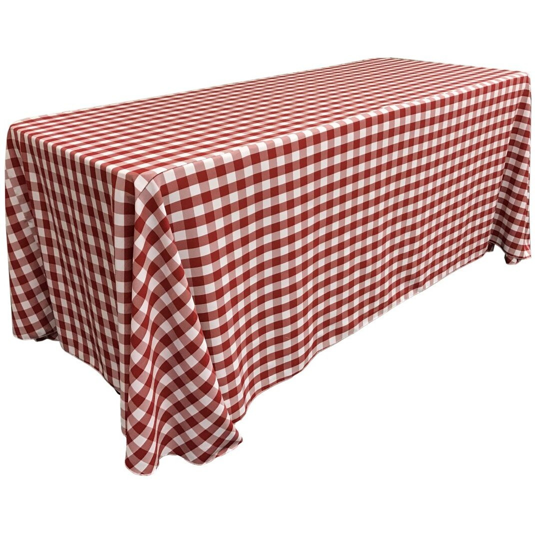 TCcheck90x156-RedK98 Polyester Gingham Checkered Rectangular Tablecloth&44 White & Red - 90 x 156 in.