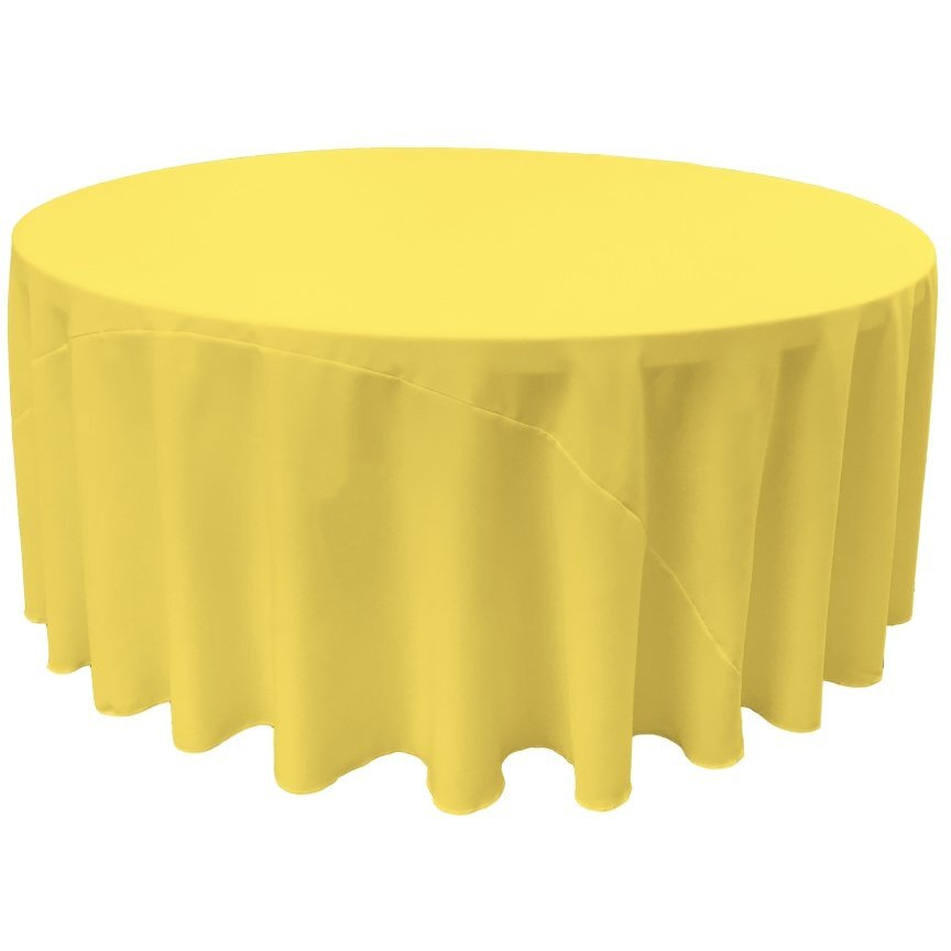 TCpop132R-YellowLgtP99 Polyester Poplin Tablecloth  Light Yellow - 132 in. Round