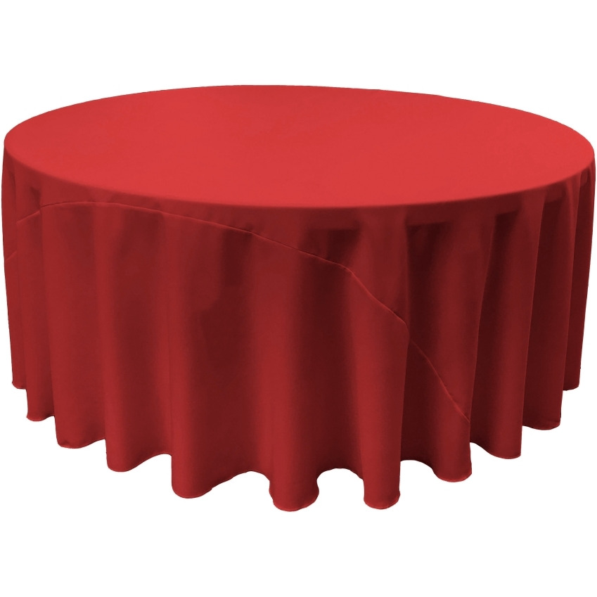 TCpop132R-RedP98 Polyester Poplin Tablecloth  Red - 132 in. Round
