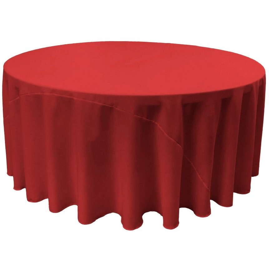 TCpop132R-RedP98 Polyester Poplin Tablecloth  Red - 132 in. Round