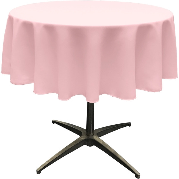 TCpop51R-PinkLgtP37 Polyester Poplin Tablecloth  Light Pink - 51 in. Round