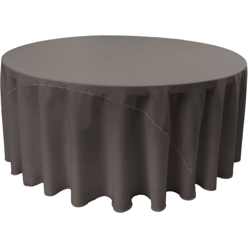 TCpop120R-CharcoalP34 Polyester Poplin Tablecloth  Charcoal - 120 in. Round
