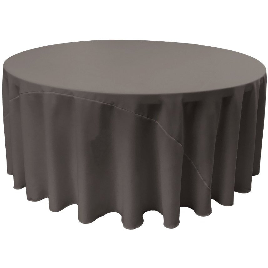 TCpop120R-CharcoalP34 Polyester Poplin Tablecloth  Charcoal - 120 in. Round