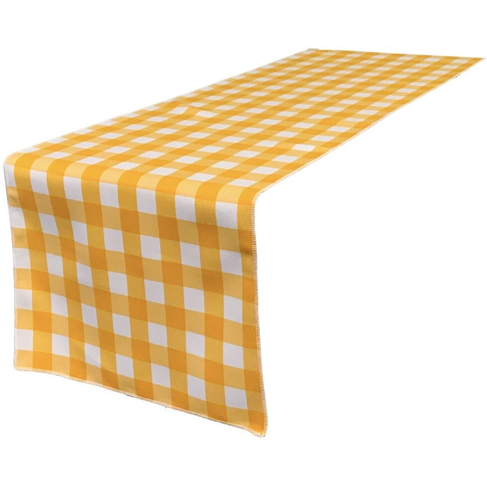 TCcheck14x108-DrkYellowK47 Polyester Gingham Checkered Table Runner&44 White & Dark yellow - 14 x 108 in.