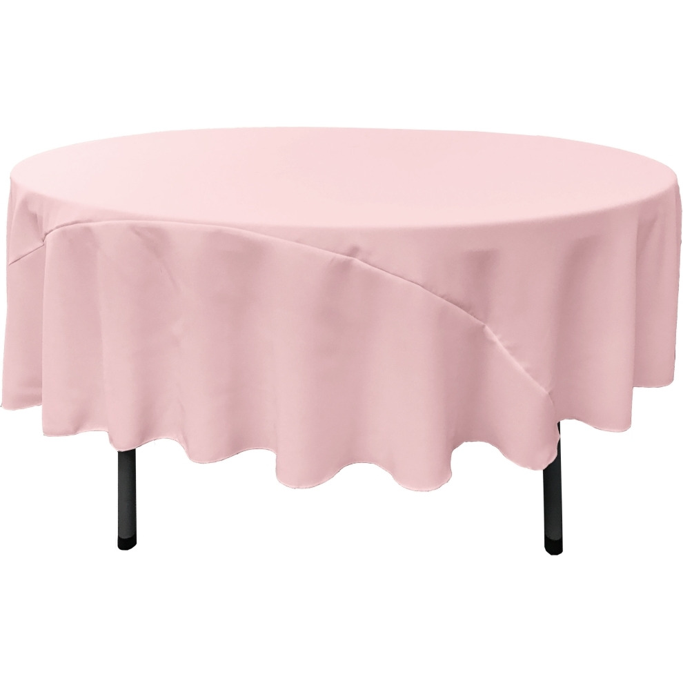 TCpop90R-PinkLgtP37 Polyester Poplin Tablecloth  Light Pink - 90 in. Round