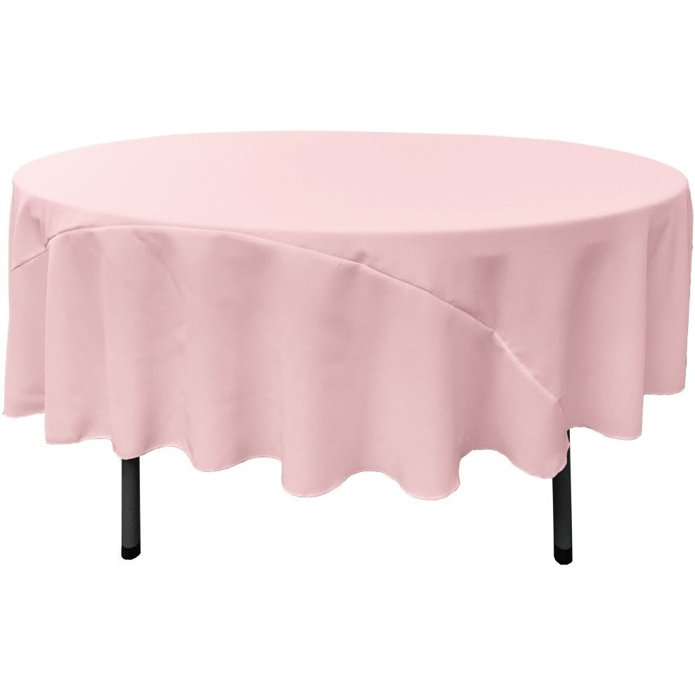 TCpop90R-PinkLgtP37 Polyester Poplin Tablecloth  Light Pink - 90 in. Round