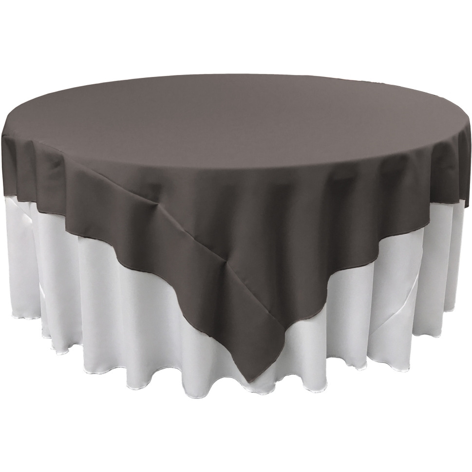 TCpop90x90-CharcoalP34 Polyester Poplin Square Tablecloth  Charcoal - 90 x 90 in.