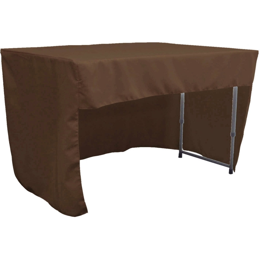 TCpop-OB-fit-48x30x30-BrownP22 1.6 lbs Open Back Polyester Poplin Fitted Tablecloth  Brown