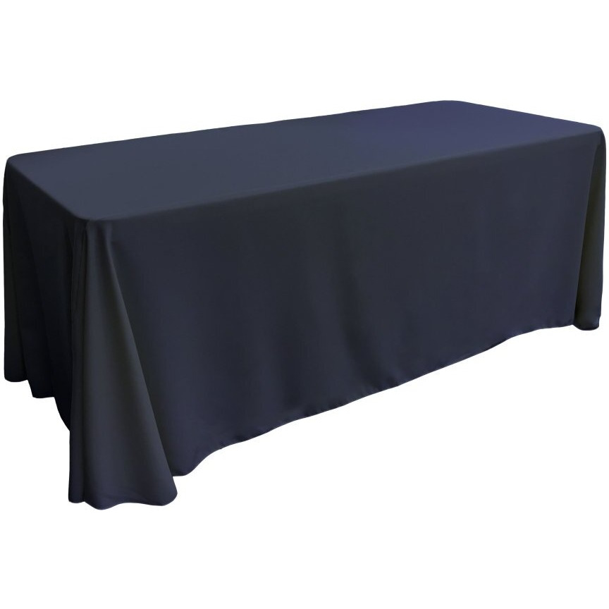 TCpop90x132-NavyP72 Polyester Poplin Rectangular Tablecloth  Navy - 90 x 132 in.