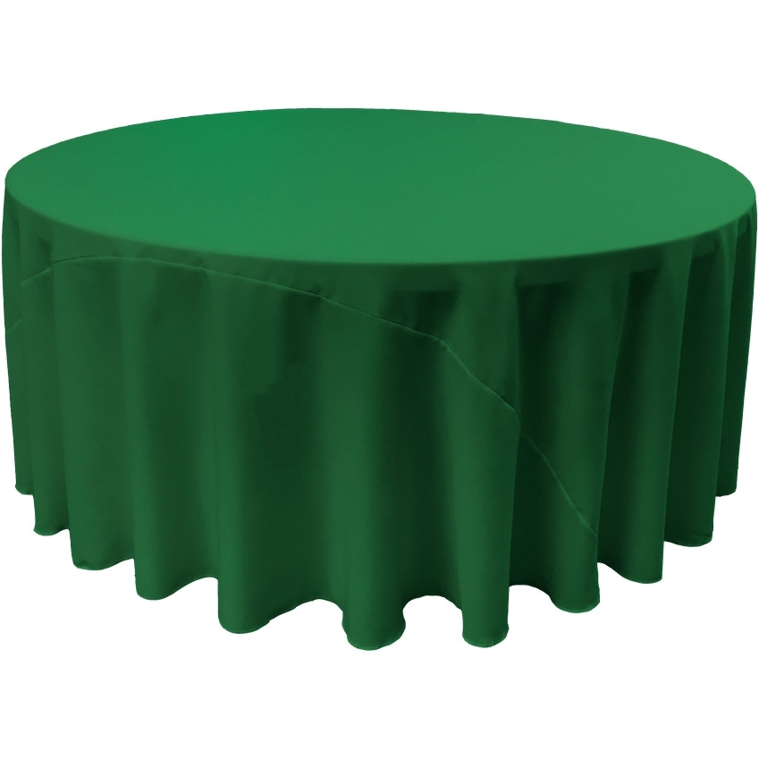 TCpop120R-GreenEmP32 Polyester Poplin Tablecloth  Emerald Green - 120 in. Round