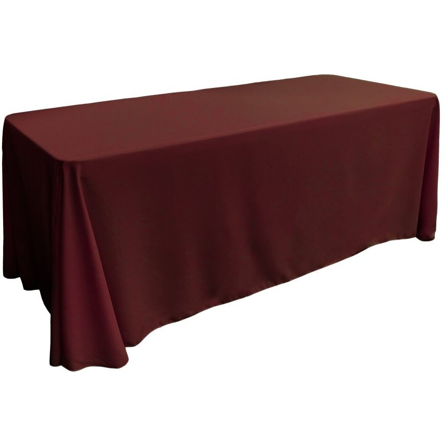 TCpop90x156-BurgundyP17 Polyester Poplin Rectangular Tablecloth  Burgundy - 90 x 156 in.