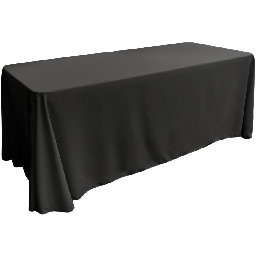 TCpop90x156-BlackP24 Polyester Poplin Rectangular Tablecloth  Black - 90 x 156 in.