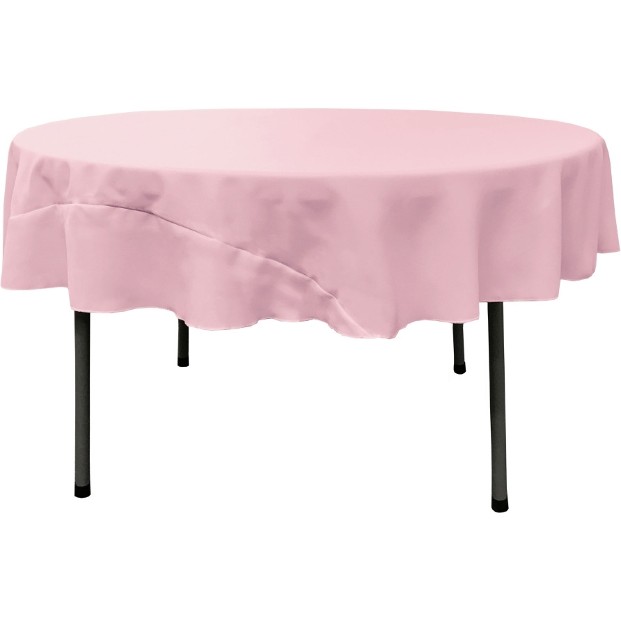 TCpop72R-PinkLgtP37 Polyester Poplin Tablecloth  Light Pink - 72 in. Round