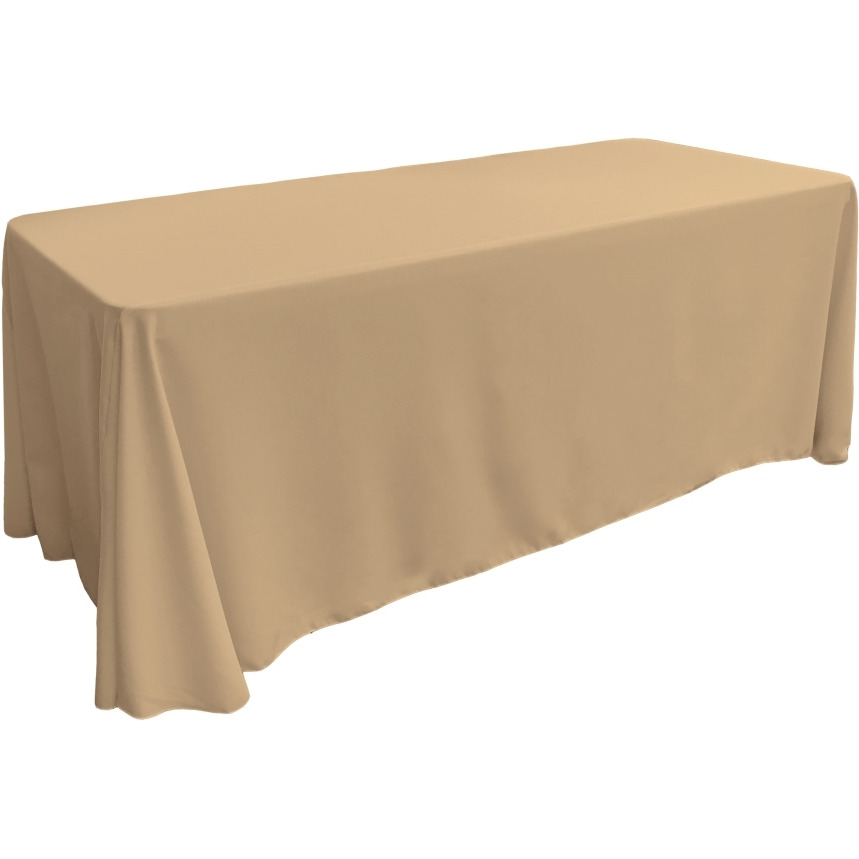 TCpop90x132-KhakiP03 Polyester Poplin Rectangular Tablecloth  Khaki - 90 x 132 in.