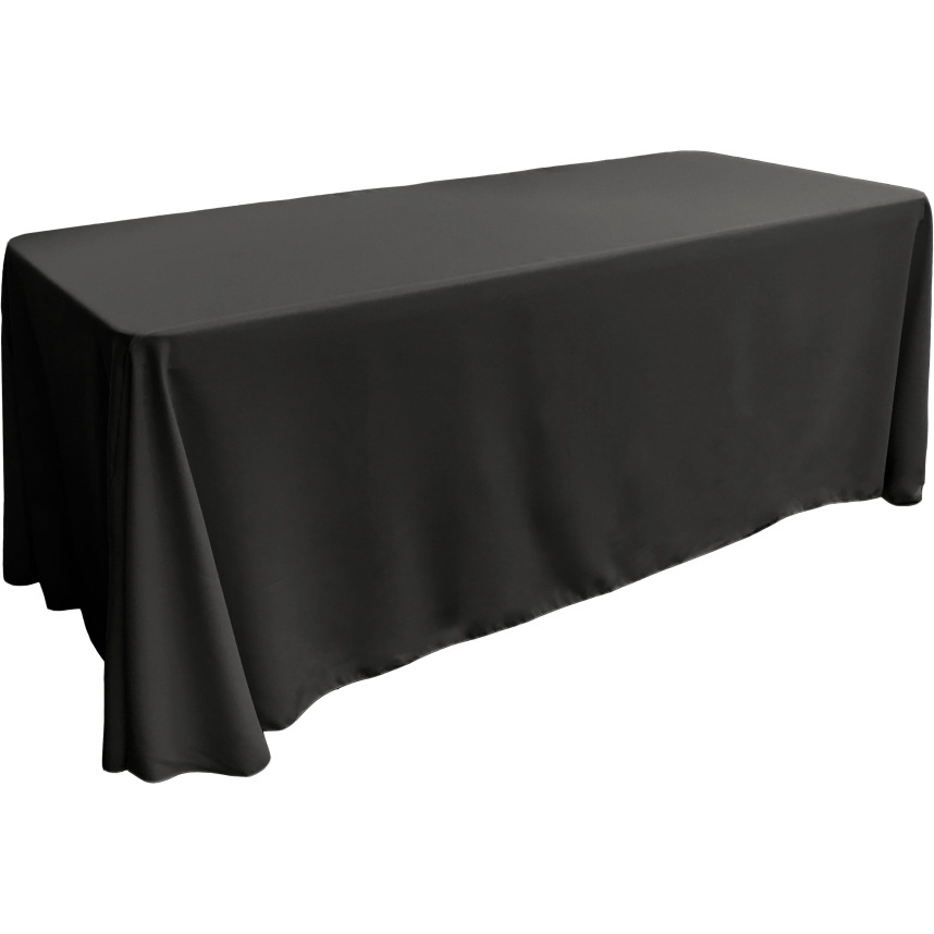 TCpop90x132-BlackP24 Polyester Poplin Rectangular Tablecloth  Black - 90 x 132 in.