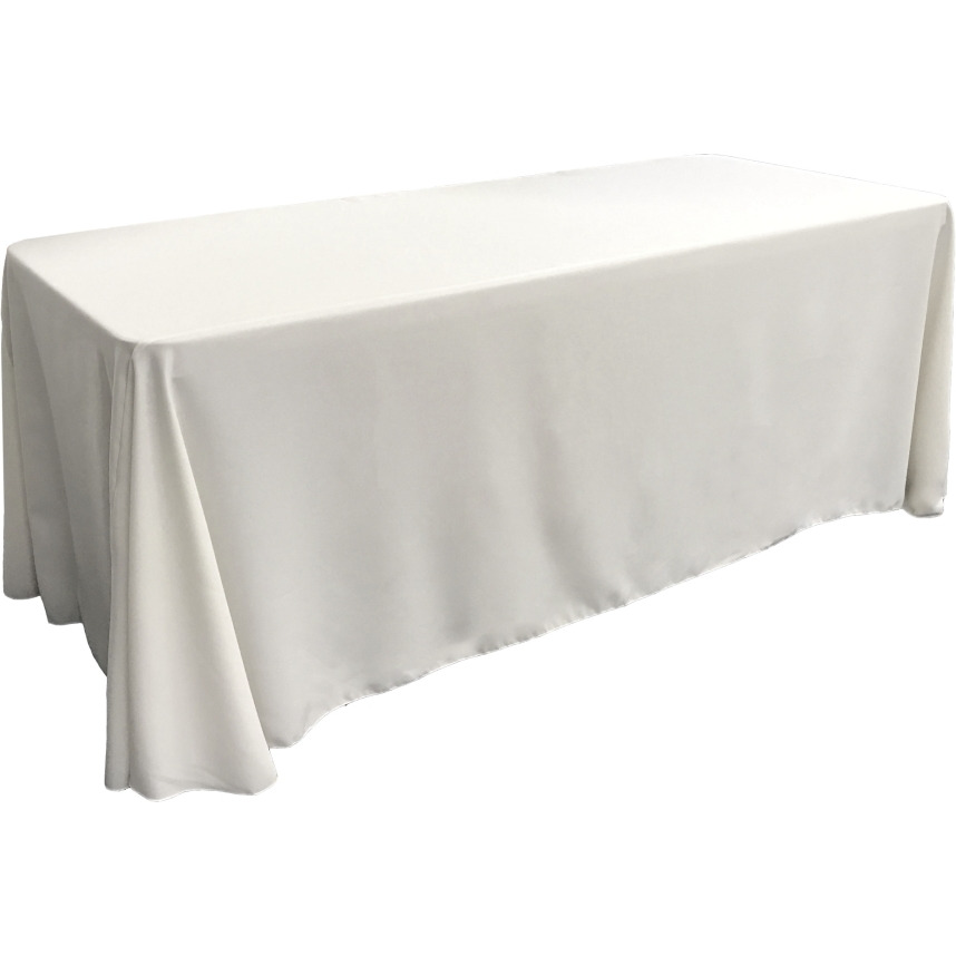TCpop90x156-WhiteP11 Polyester Poplin Rectangular Tablecloth  White - 90 x 156 in.