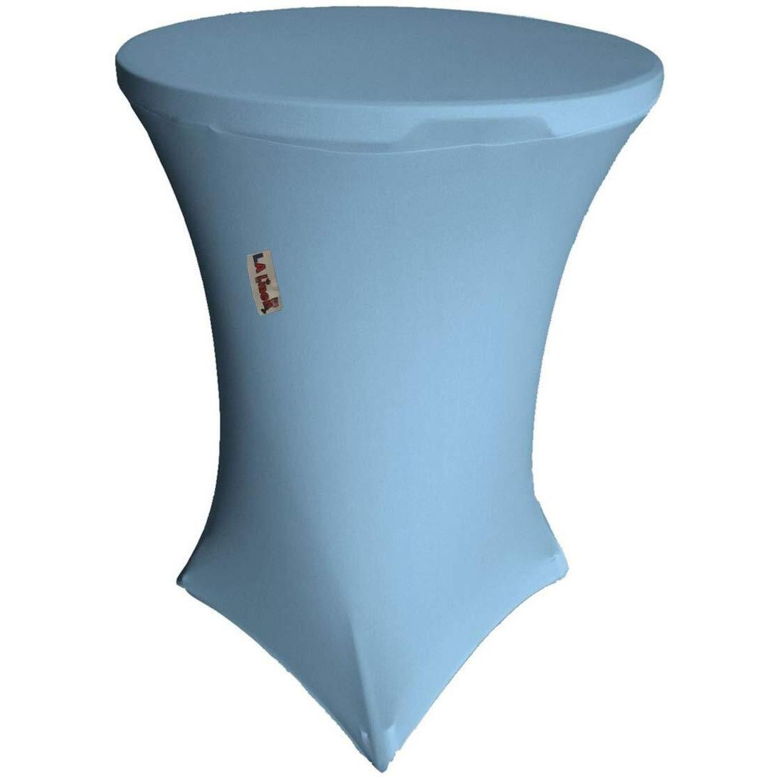 TCSpandex32Rx42H-BlueLightX18 Round Spandex Cover for Cocktail Highboy Table&44 Blue Light - 32 & 42 in.
