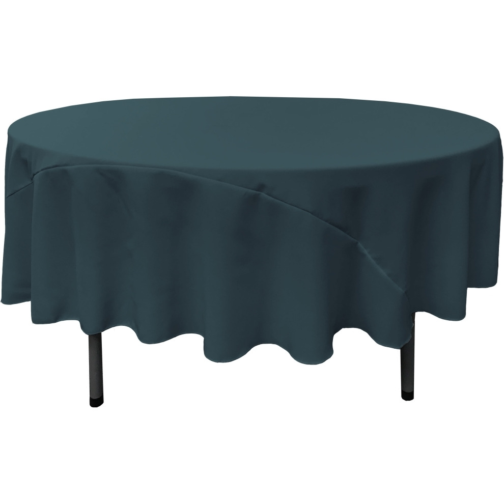 TCpop90R-TealDrkP82 Polyester Poplin Tablecloth  Dark Teal - 90 in. Round