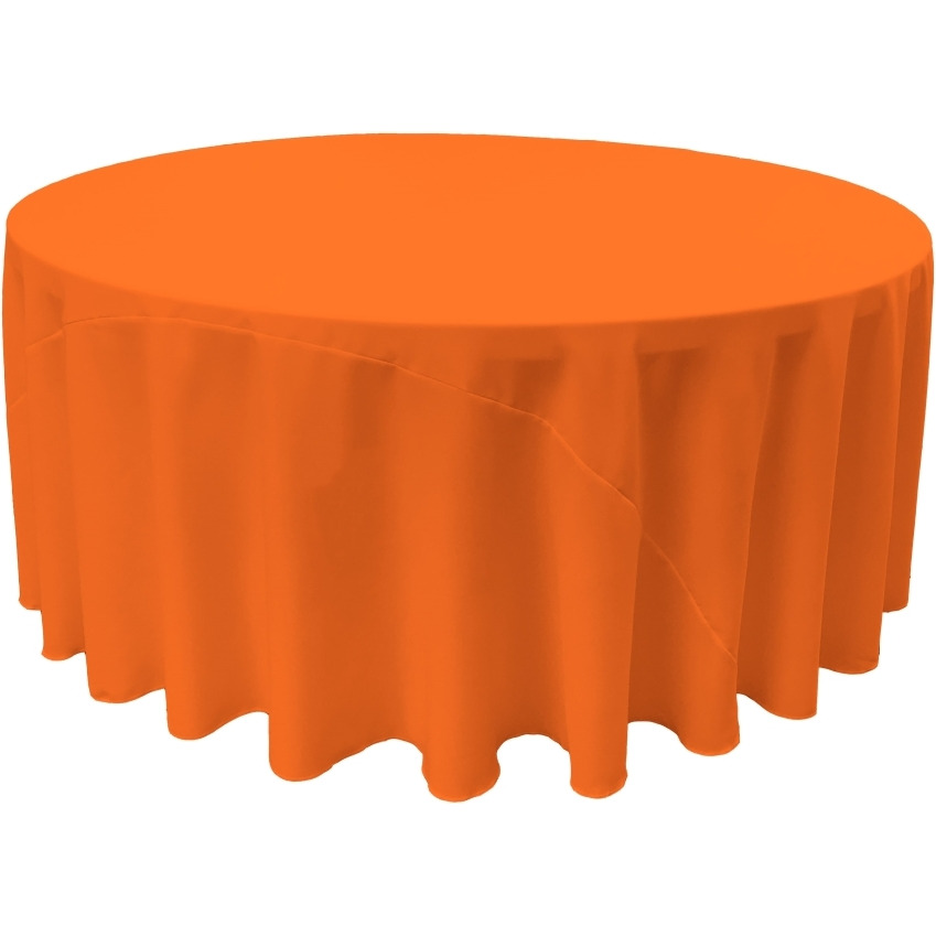 TCpop132R-OrangeP48 Polyester Poplin Tablecloth  Orange - 132 in. Round