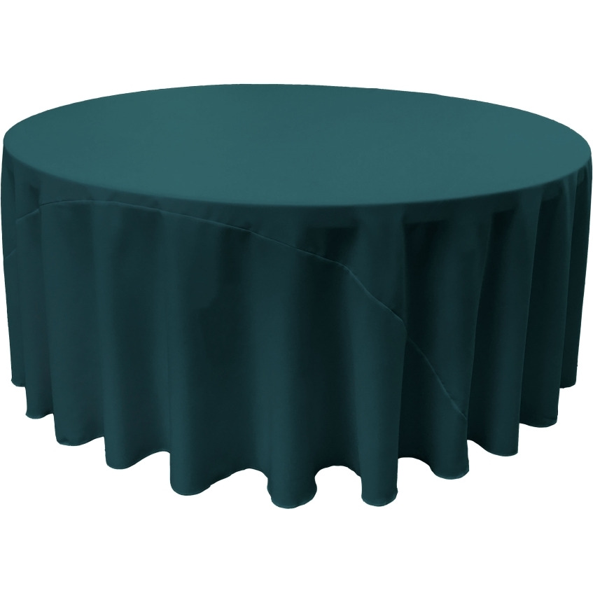 TCpop132R-TealDrkP82 Polyester Poplin Tablecloth  Dark Teal - 132 in. Round