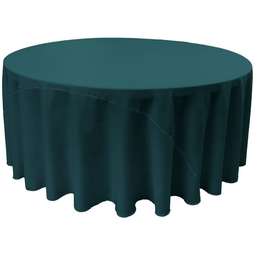 TCpop132R-TealDrkP82 Polyester Poplin Tablecloth  Dark Teal - 132 in. Round