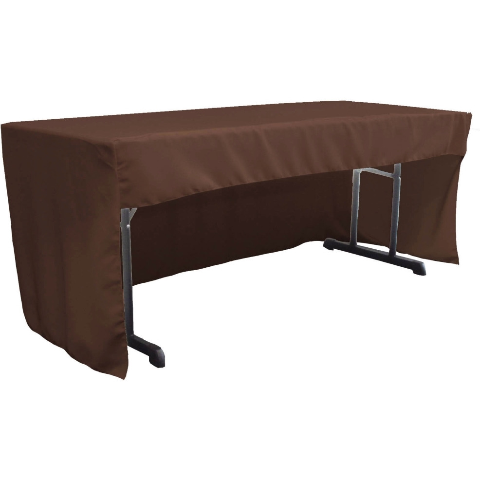 TCpop-OB-fit-72x30x30-BrownP22 1.95 lbs Open Back Polyester Poplin Fitted Tablecloth  Brown