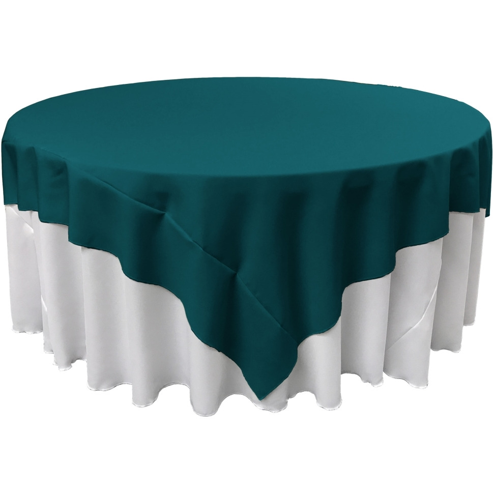 TCpop90x90-TealDrkP82 Polyester Poplin Square Tablecloth  Dark Teal - 90 x 90 in.