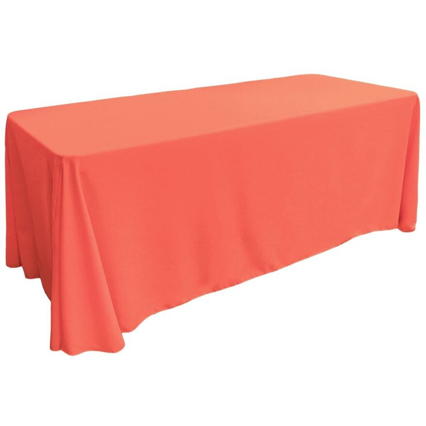 TCpop90x156-CoralP55 Polyester Poplin Rectangular Tablecloth  Coral - 90 x 156 in.