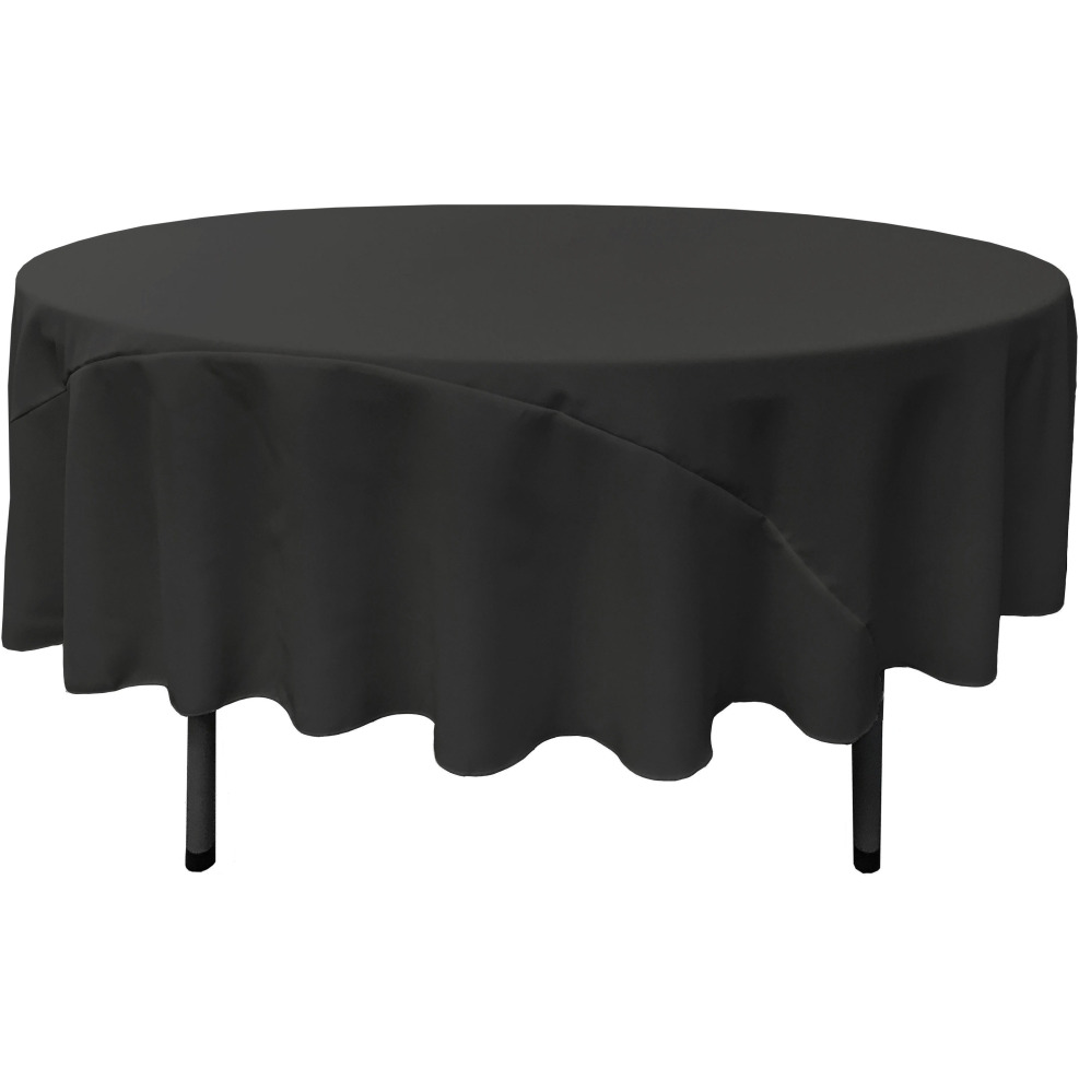 TCpop90R-BlackP24 Polyester Poplin Tablecloth  Black - 90 in. Round