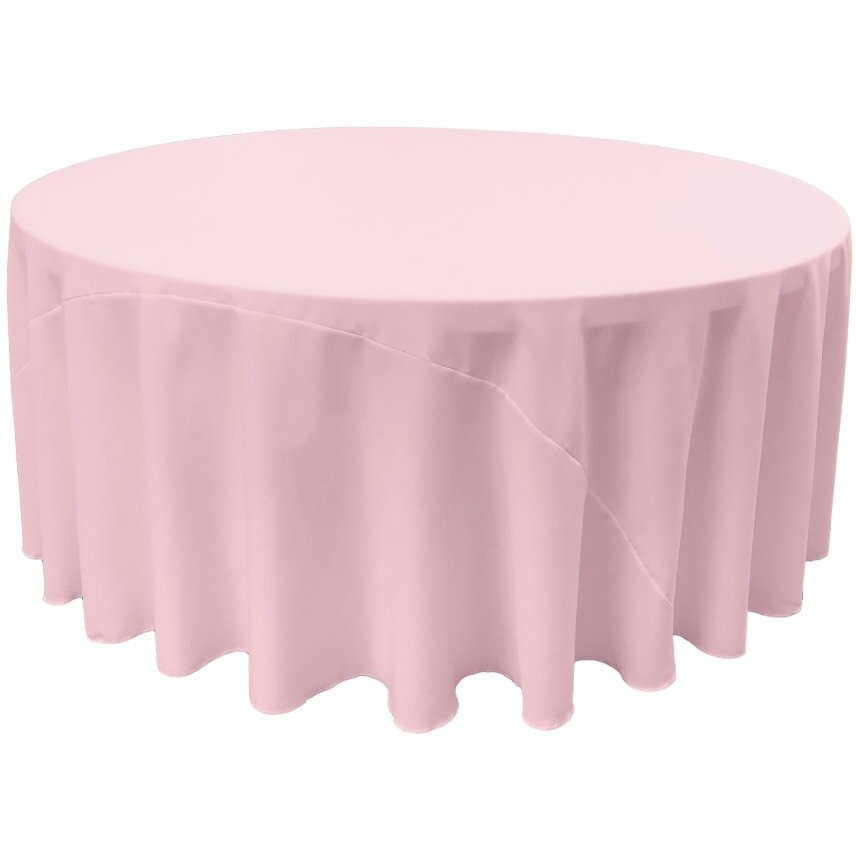 TCpop120R-PinkLgtP37 Polyester Poplin Tablecloth  Light Pink - 120 in. Round