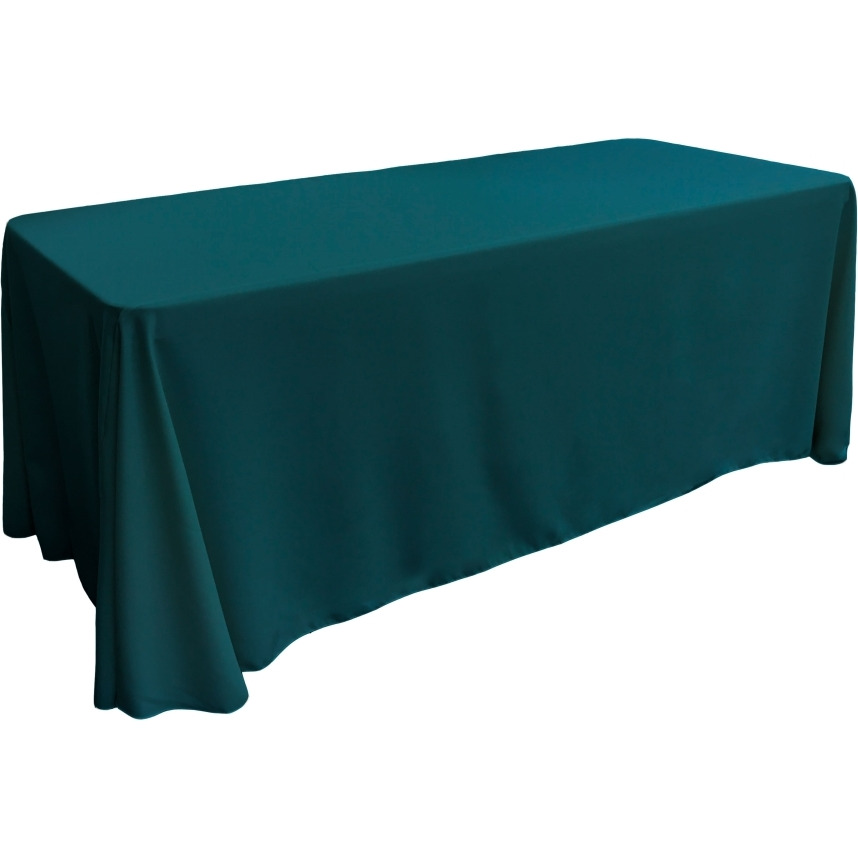 TCpop90x132-TealDrkP82 Polyester Poplin Rectangular Tablecloth  Dark Teal - 90 x 132 in.