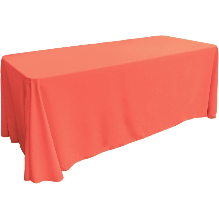 TCpop90x132-CoralP55 Polyester Poplin Rectangular Tablecloth  Coral - 90 x 132 in.