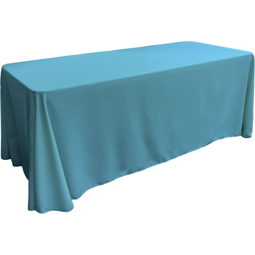 TCpop90x132-TurquoiseDrkP52 Polyester Poplin Rectangular Tablecloth  Dark Turquoise - 90 x 132 in.