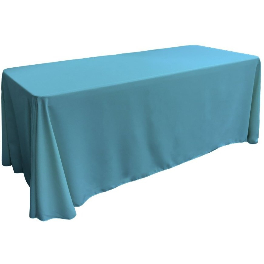TCpop90x132-TurquoiseDrkP52 Polyester Poplin Rectangular Tablecloth  Dark Turquoise - 90 x 132 in.
