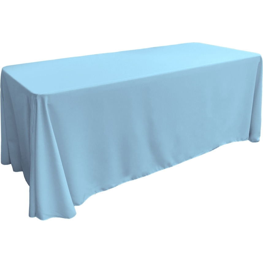TCpop90x132-TurquoiseLgtP40 Polyester Poplin Rectangular Tablecloth  Light Turquoise - 90 x 132 in.