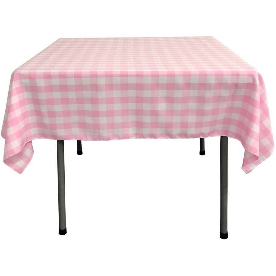 TCcheck58x58-PinkK37 Polyester Gingham Checkered Square Tablecloth&44 White & Pink - 58 x 58 in.