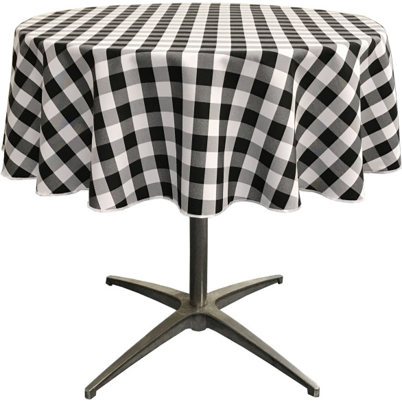 TCcheck58R-BlackK24 Polyester Gingham Checkered Tablecloth&44 White & Black - 58 in. Round