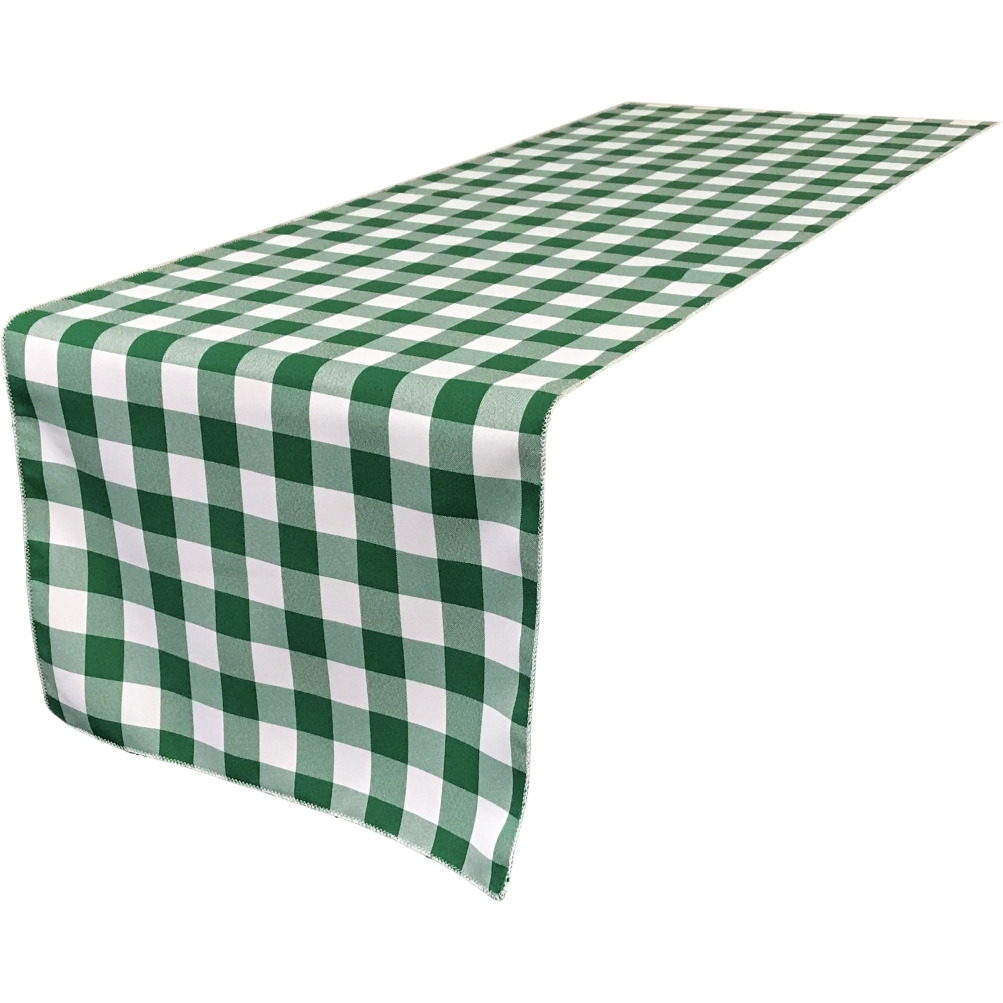 TCcheck14x108-HunterGreenK20 Polyester Gingham Checkered Table Runner&44 White & Hunter Green - 14 x 108 in.